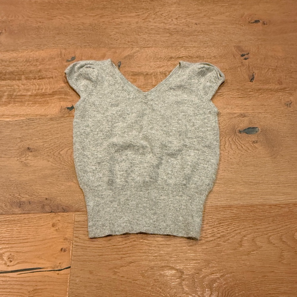 Gray Knit Cap Sleeve Top